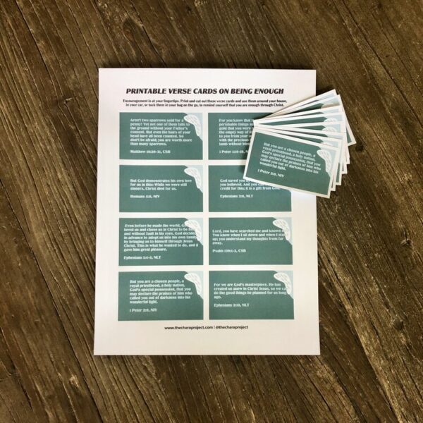 Bible Verse Cards on what the Bible says about being enough