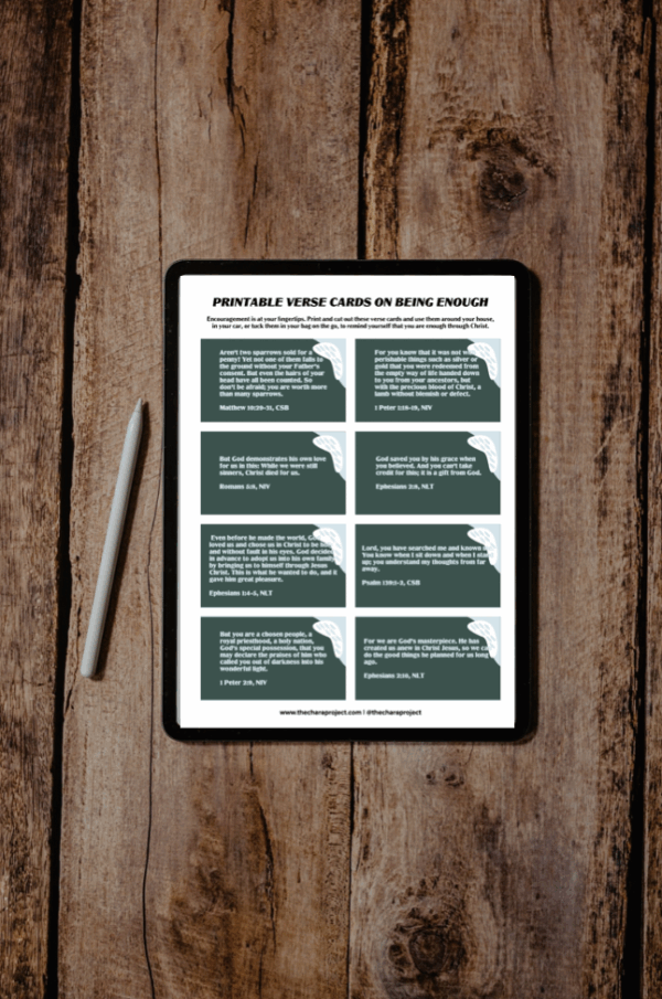 Bible Verse Cards on Being Enough
